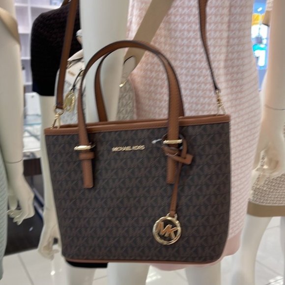 Michael Kors Jet Set Travel XS Carryall Tote Top Zip Tote Brown - Picture 14 of 16